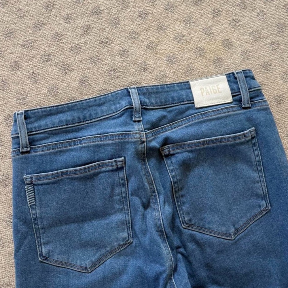 PAIGE High Rise Flare Jeans Womens Size 31 Medium Wash Stretch Denim - Picture 5 of 6